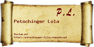Petschinger Lola névjegykártya